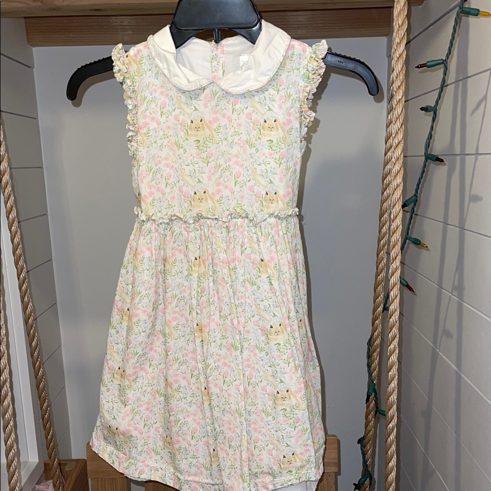 EASTER Floral Kids Dress with White Collar